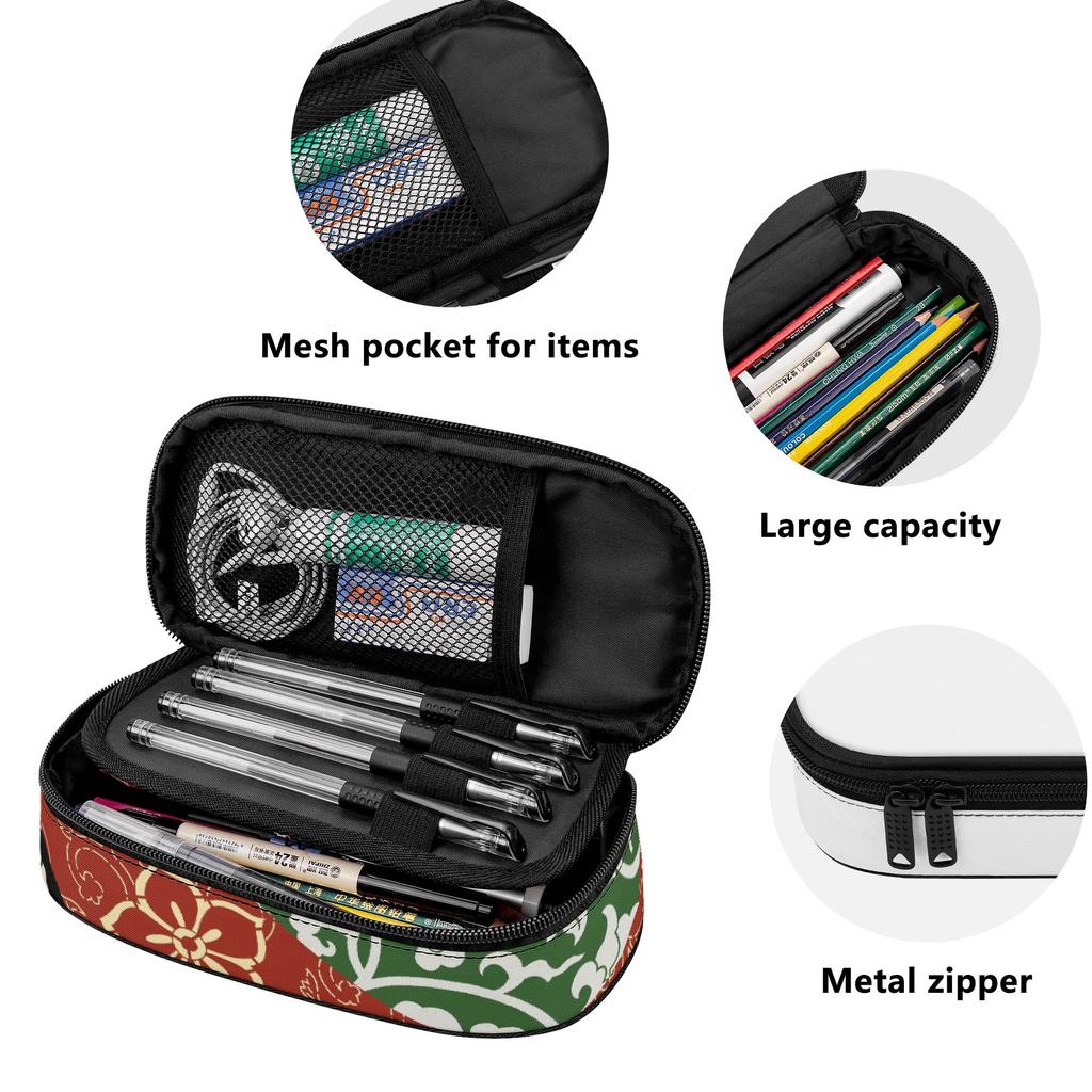 Pencil Case Practical Scratch Resistant Polyester Easy Open Zipper with Main Compartment Mesh Pocket and Pen Slots for Boys Girls