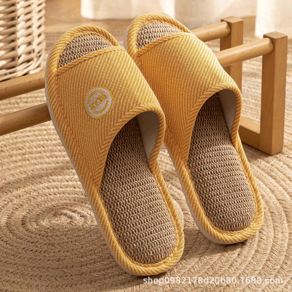 Women's Four-Season Linen Slippers: Silent, Sweat-Absorbent, Non-Slip for Indoor Use