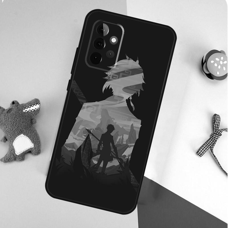 Чехол для телефона Zhongli Genshin Impact для Samsung Galaxy A55 A35 A15 A54 A34 A14 A53 A33 A13 A05 A06 A16 A22 A32 A52