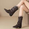 Fashion Women Mid-calf Boots Pointed Toe Solid Color 2024 High Quality Chunky Heel Women Boots British Style Thick Sole Female Boots