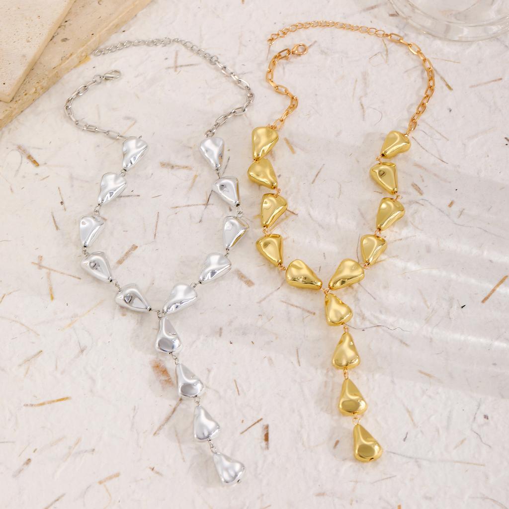 Punk Baroque Metal Water Drop Pendent Y Shaped Necklace for Women Long Tassel Necklaces Neck Jewelry Party Gift