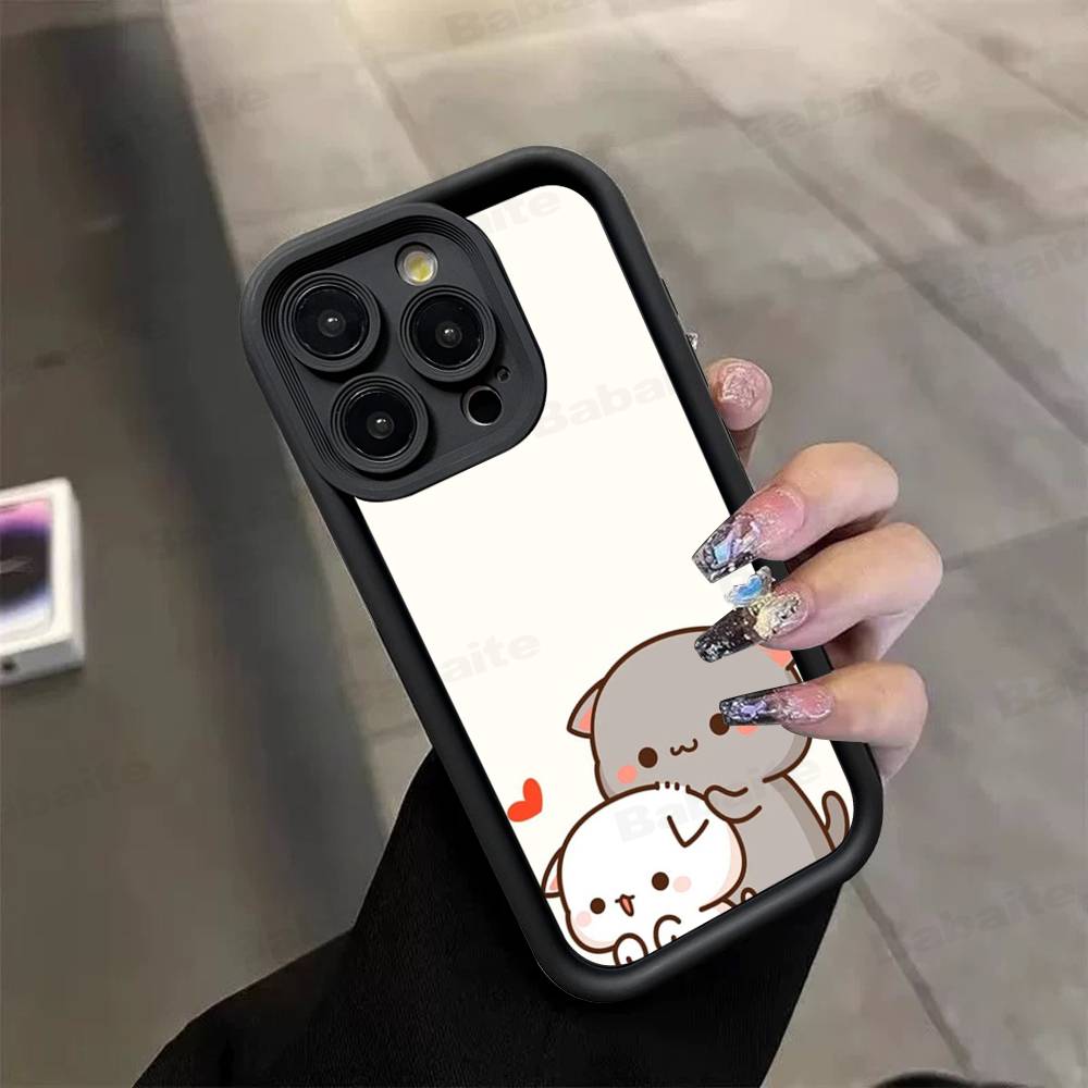 Cartoon Cute Cats Silicone Soft Phone Case For iPhone 17 16 14 13 12 11 15 Pro Max Plus Air Cover
