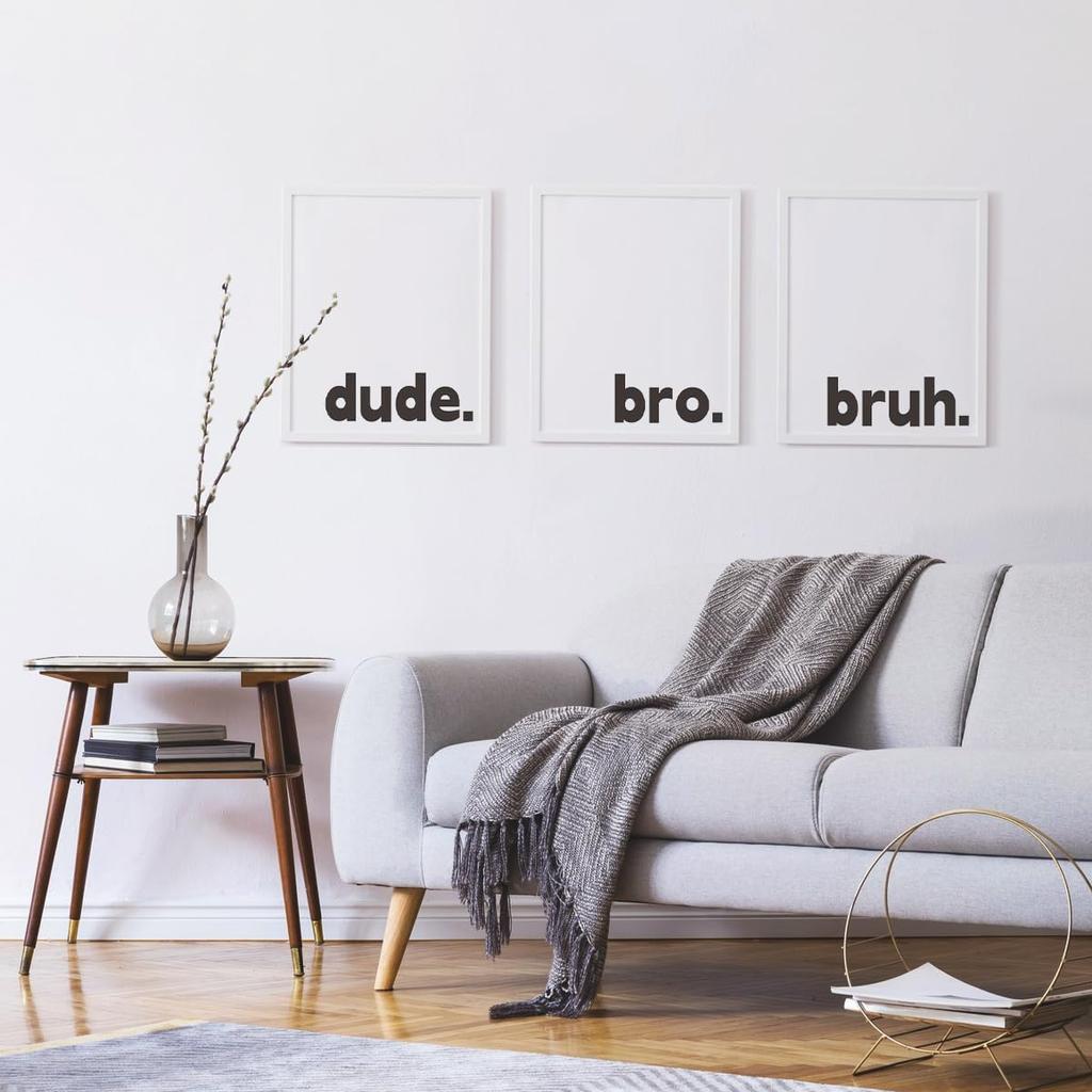 PLKMN Boy Room Decor Set, Minimalistic Typography Posters for Boys Bedroom Dorm Man Cave, Dude Bro Bruh Wall Art Prints 8x10