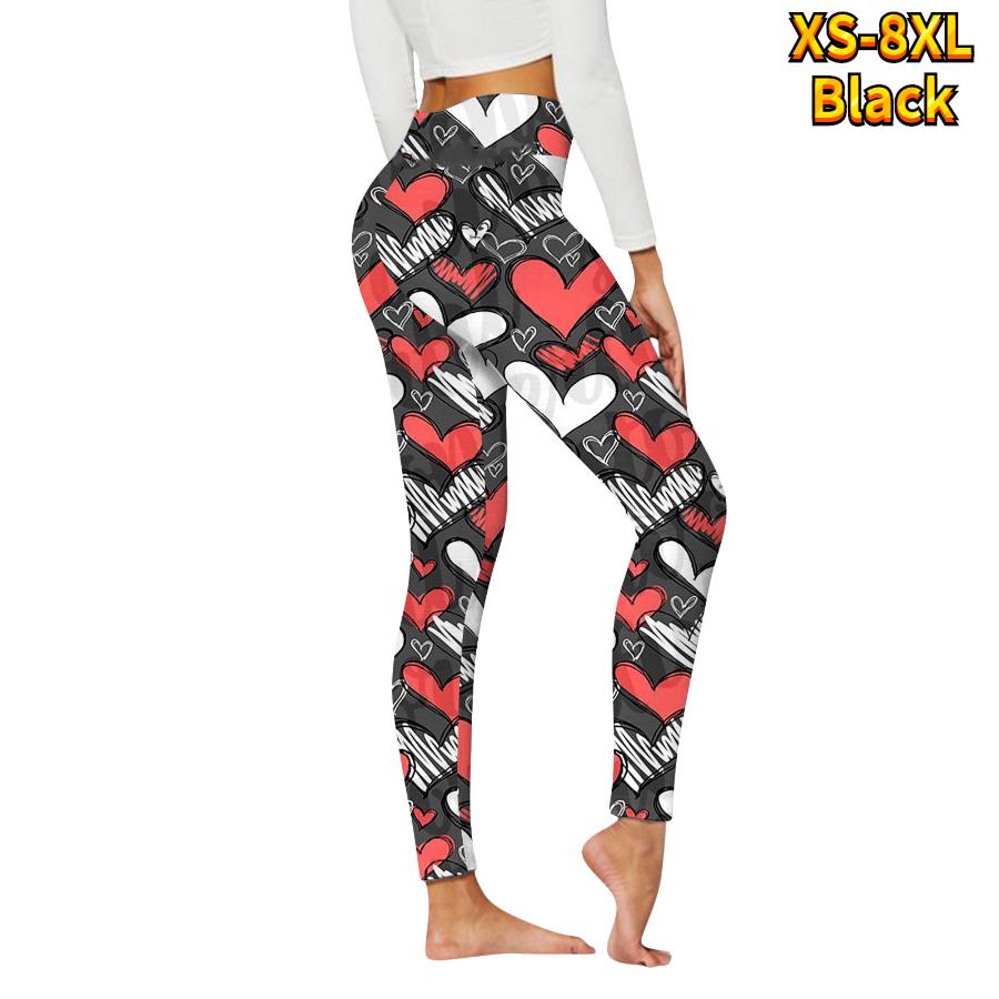 Womens Doodle Love Prints Stretch Yoga Leggings Fitness Running Gym Sports Active Pants