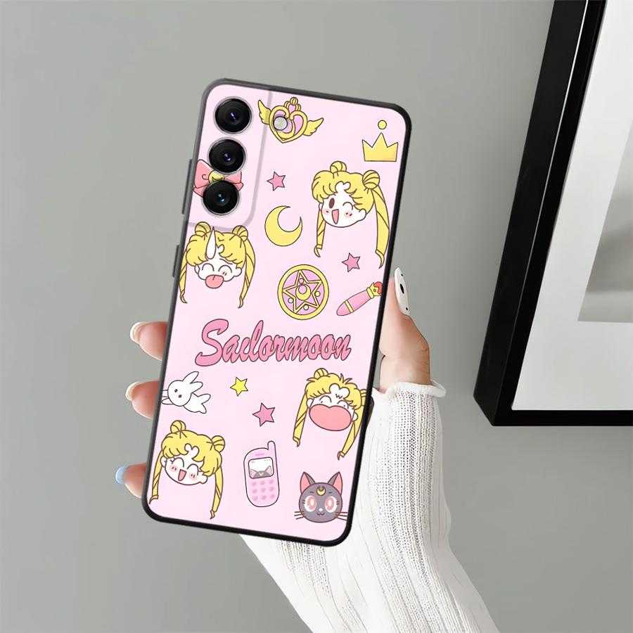 Чехол для Samsung Galaxy A25 A71 A51 A73 A32 A24 A55 A35 A36 A23 A53 A26 A72 A41 A22 A52 Черный Мягкая Накладка на Телефон Сумасшедший Сейлор Мун