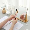 Wooden Makeup Mirror Rotating Desktop Makeup Mirror Desktop Student Dormitory Folding Makeup Mirror Portable