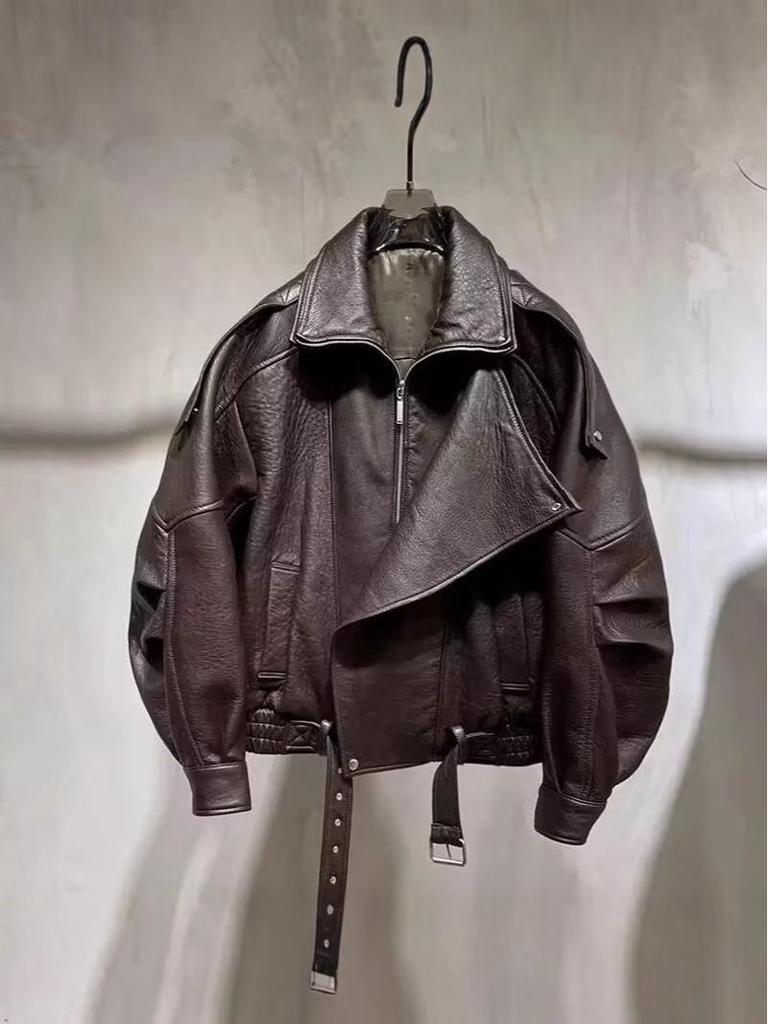 Men's Retro PU Leather Motorcycle Jacket: Heavy-Duty, Trendy Autumn Style, Casual Cool Coat.
