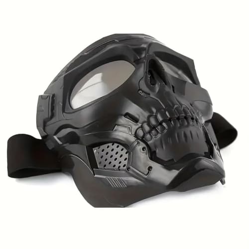 THREE RABBITS Skeleton Mask with Skull Face - Durable, Outdoor Sports, Training, Airsoft, Halloween Costume, Cool, Unique Skeleton Design (Black with