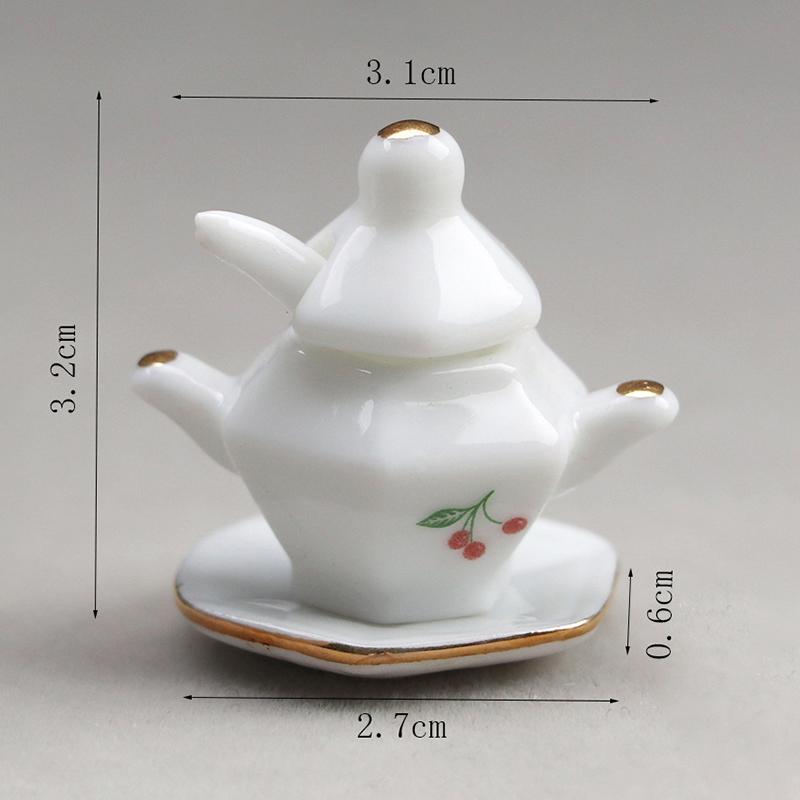1 набор украшений для кукольного домика, мини-керамический набор для чая, имитация чайника, модель игрушки, аксессуары для миниатюрного кукольного домика 1/12