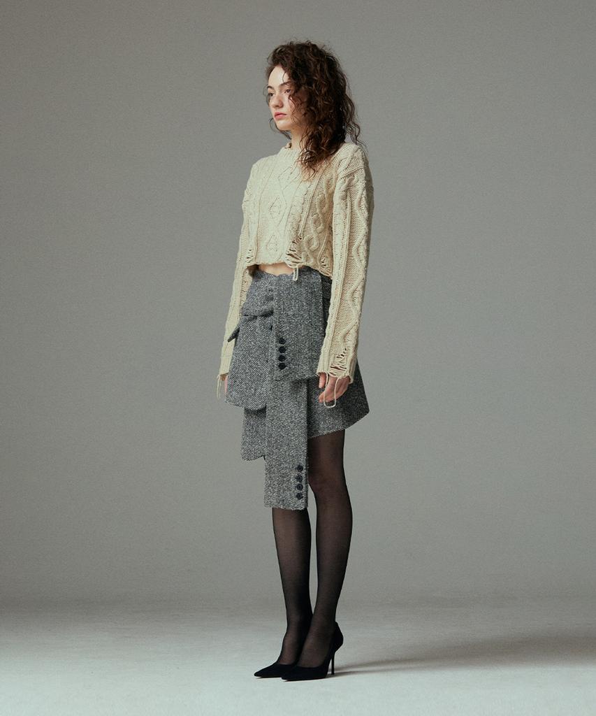 Meuameu Tweed Layered Cover-Up Skirt
