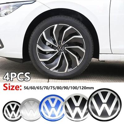 4Pcs 56/60/65/70/75/80/90/100/120mm 3D Car Wheel Stickers Center Hub Cap Emblem Badge Decal For VW GTI Polo Golf 4 5 6 7 Passat 6SDA