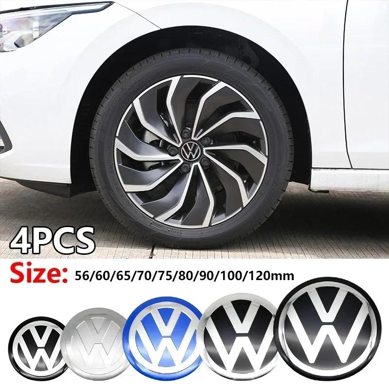 4Pcs 56/60/65/70/75/80/90/100/120mm 3D Car Wheel Stickers Center Hub Cap Emblem Badge Decal For VW GTI Polo Golf 4 5 6 7 Passat 6SDA