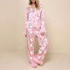 Women's Christmas Pajamas Sets Long Sleeve Button Down Fur Trim Shirt Matching Pants 2 Piece Lounge Set Sleepwear