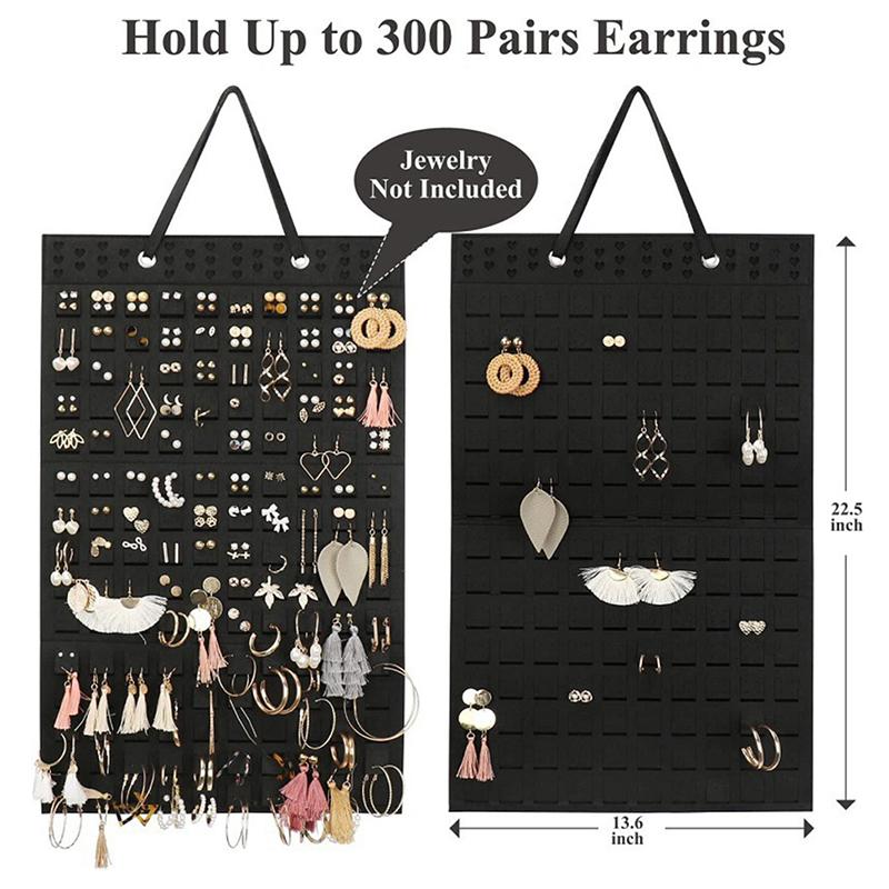 Wall Mounted Jewelry Display Organizer Bag Vertical Earring Necklace Bracelet