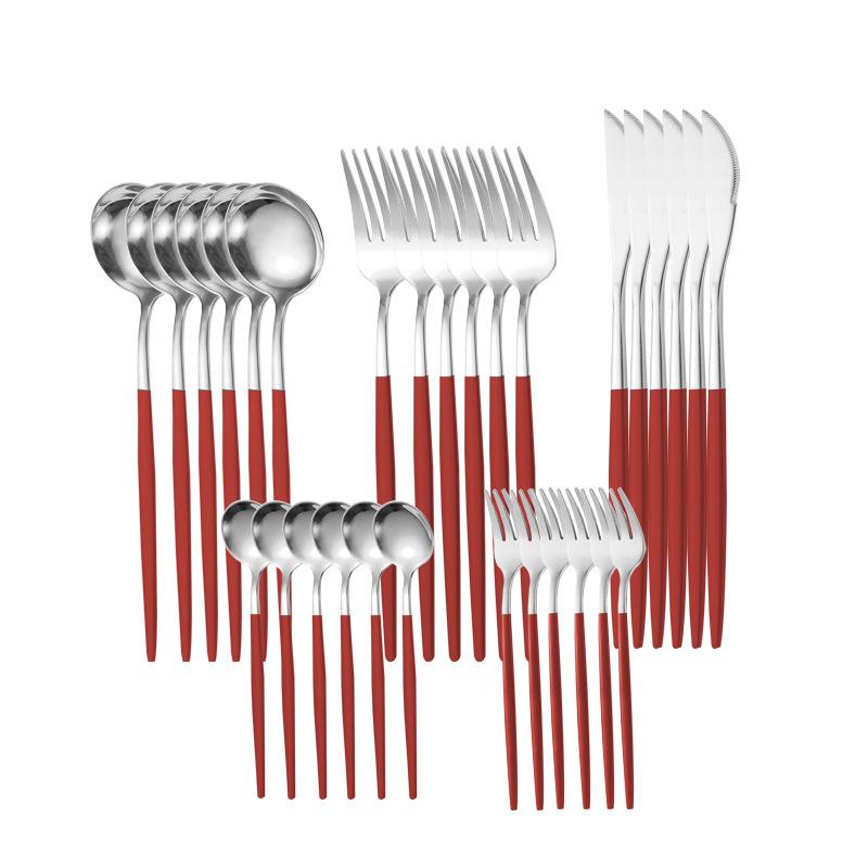 30 шт., набор столовых приборов черного золота, палочки для еды, нож, вилка, ложка, золотая нержавеющая сталь, корейский набор посуды, роскошный набор посуды