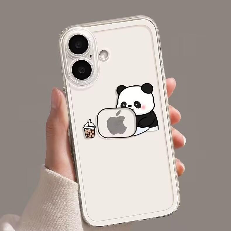 Забавный милый китайский панда прозрачный чехол для телефона iPhone16 15 14 13 12 11 Pro MAX противоударные чехлы