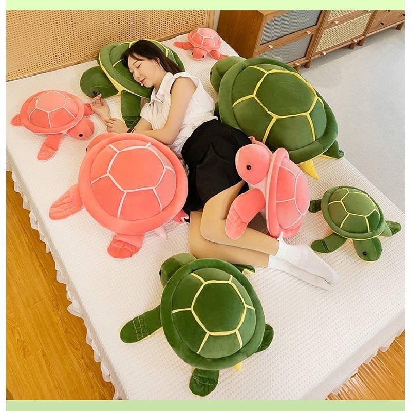 Adorable Green Turtle Plush Pillow Ultra-soft Pp Cotton Stuffed Animal Toy For Kids