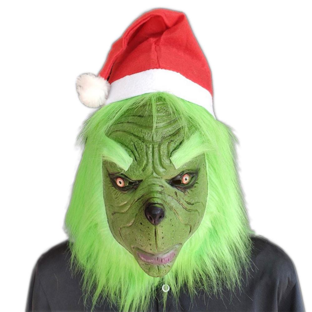 Christmas Thief Green Hair Mask Grinch Hood Mardi Grinch Mask