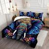 Colorful Elephant Flowers Pattern 3D Print Duvet Cover Soft Comfortable Luxury Bedding Set Wildlife Theme Quilt Cover Pillowcase