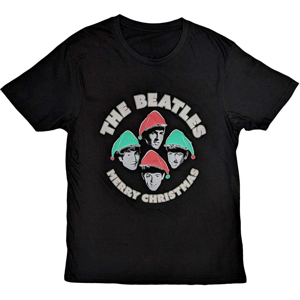 The Beatles Unisex Adult Xmas Hats Cotton T-Shirt