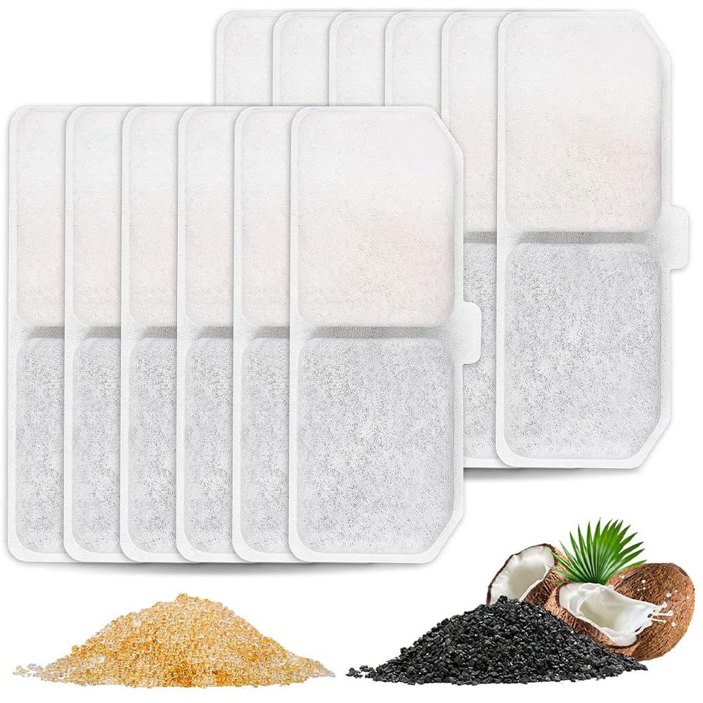 Dog Water Fountain Filter Replacement 6/12Pack Rectangle Carbon Filters for Large Capacity Automatic Pet Fountain