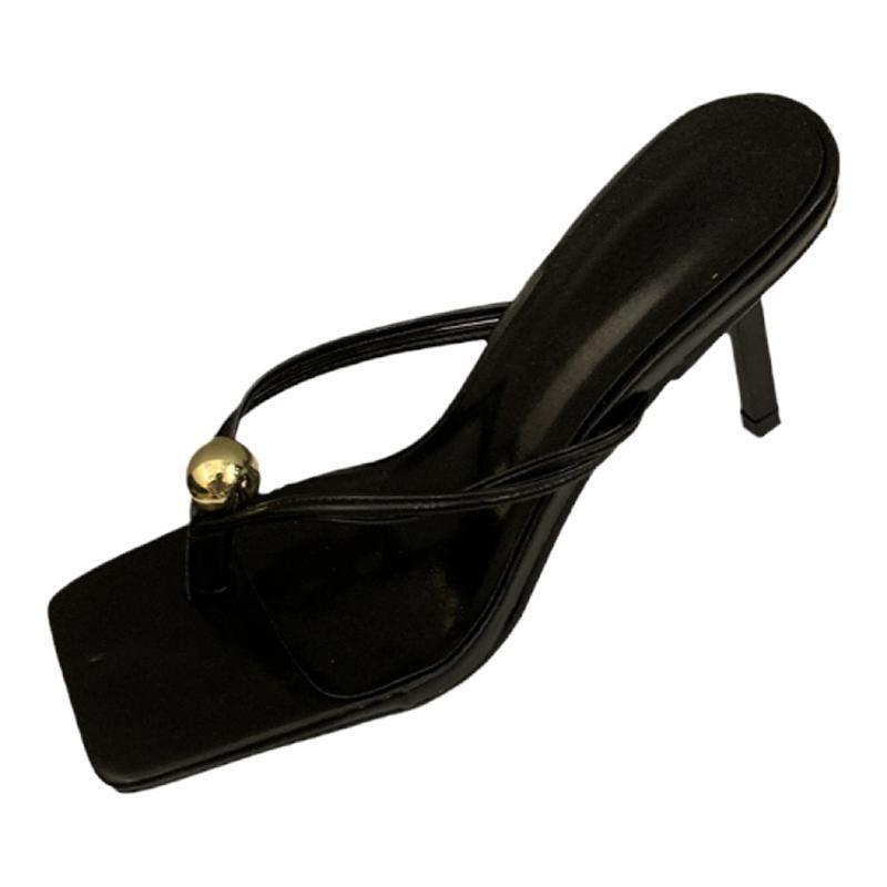 High-heeled flip-flops fairy shoes stiletto with skirt mezzanine-toed silver sandals