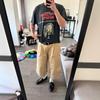Vintage Washed Cotton Graphic Tee Unisex Streetwear Loose Fit Short Sleeve T-Shirt Youth