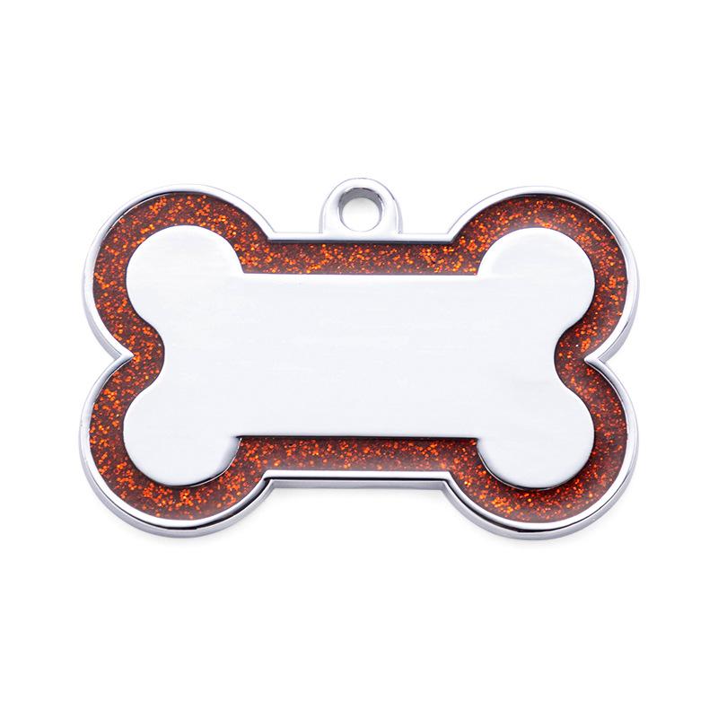 Double Side Dog Cat ID Tag Glitter Dogs Cats Name Pendant Tags Pet Collar Accessories Anti-lost Bone Tags for Small Dog Cat