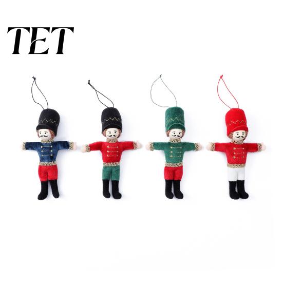 Fabric Nutcracker Pendant Christmas Ornament, Handmade Stuffed Soldier Decoration, Easy to Hang Ornament Xmas Tree Hanging Decor Pendant, Party