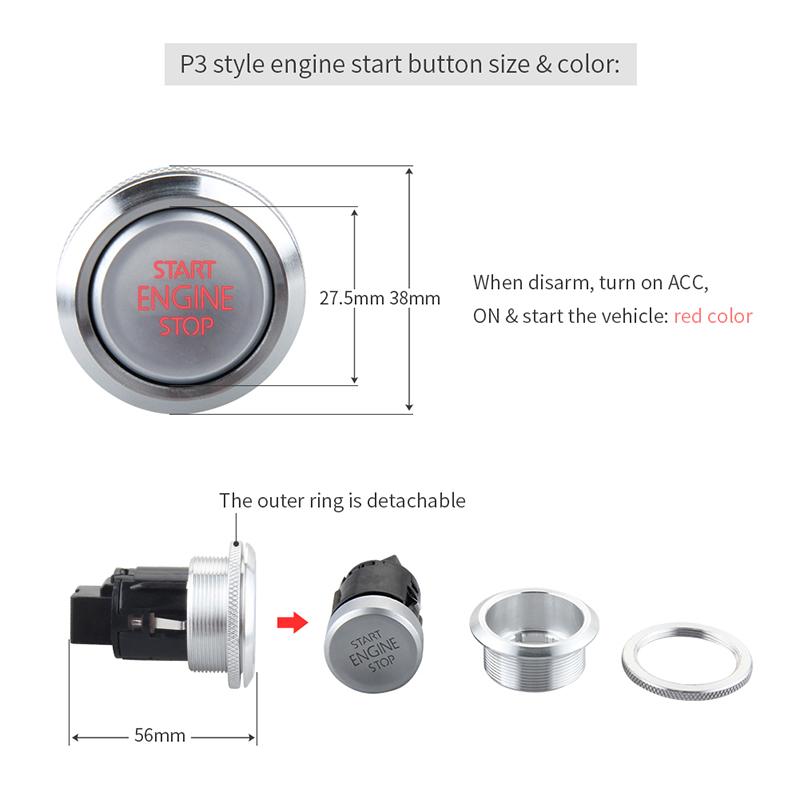 EASYGUARD Replacement push engine start stop button for ec002 es002 ec008 series P3 style