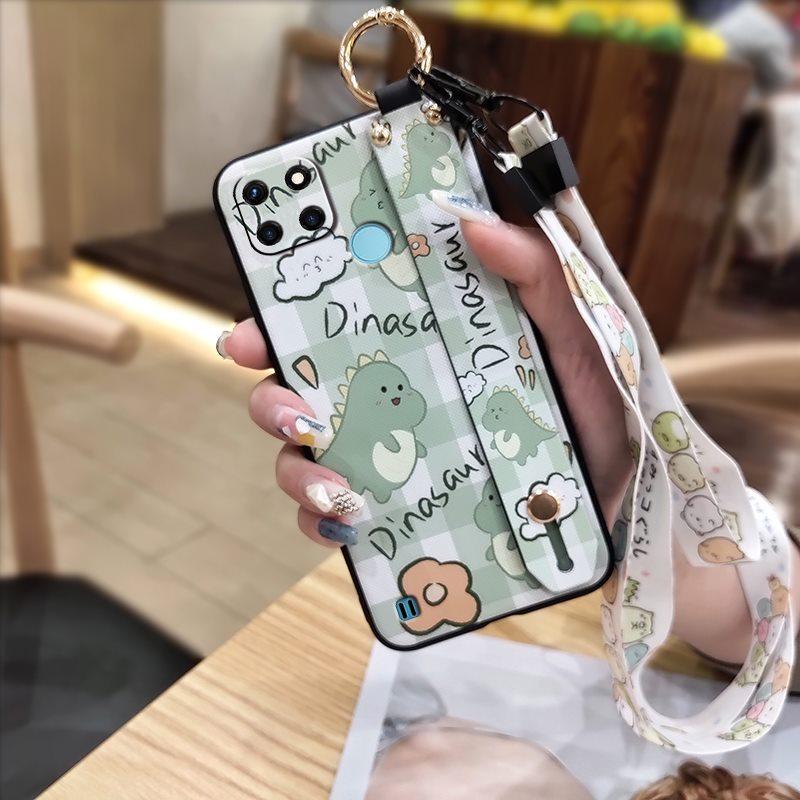 Fashion Design Dirt-resistant Phone Case For OPPO Realme C21Y/C25Y Wristband Soft Case Waterproof Anti-dust Back Cover