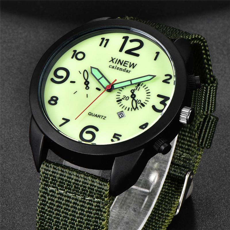 Montre Homme XINEW Brand Men Watches Students Boys Casual Nylon Band Military Date Quartz Watch Reloj Hombre Relogio Masculino