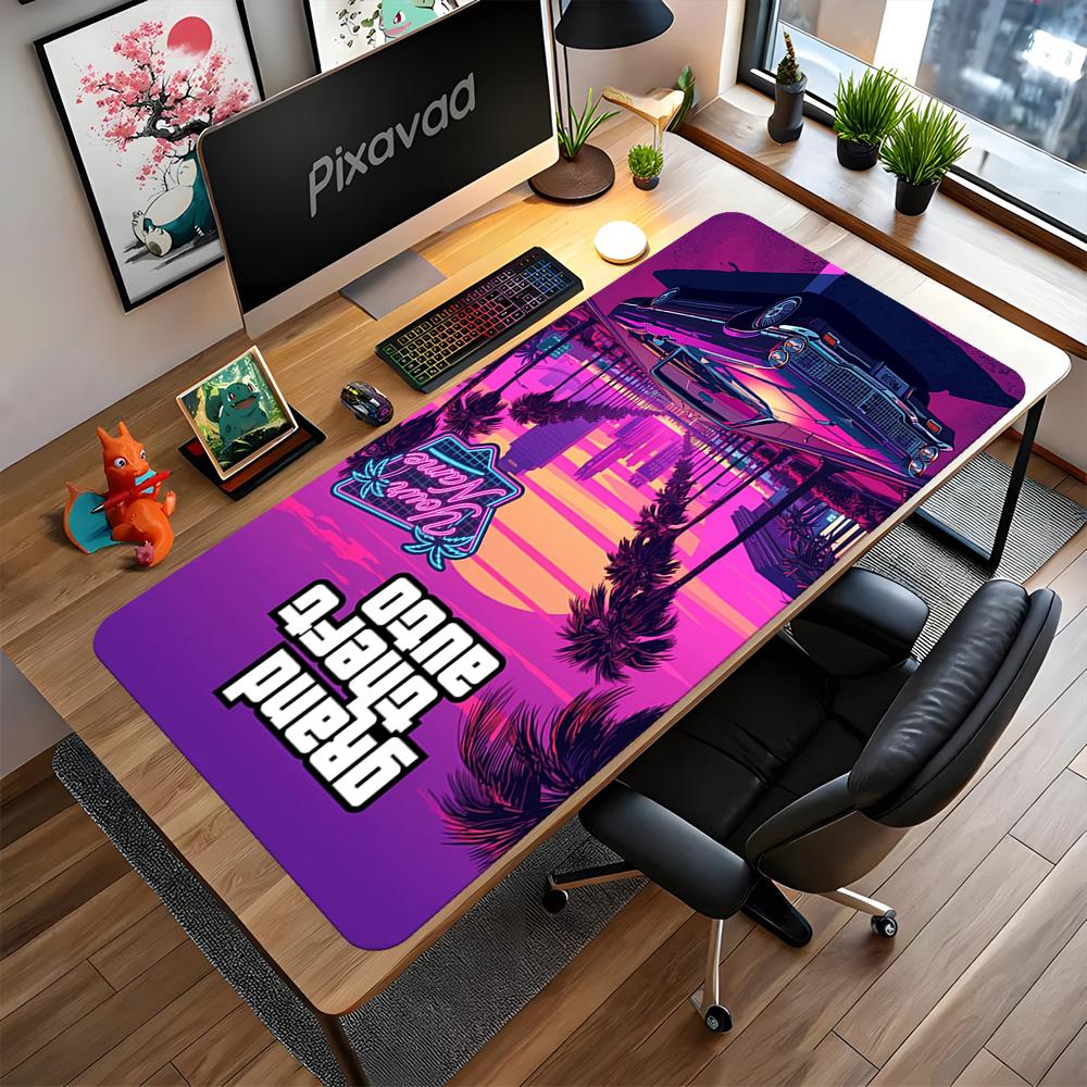 Grand Theft Auto Customize Text Mouse Pad Gamer Mousepad Ultra-Long Desk Mat Non-Slip Rubber Base Office Desk Accessory