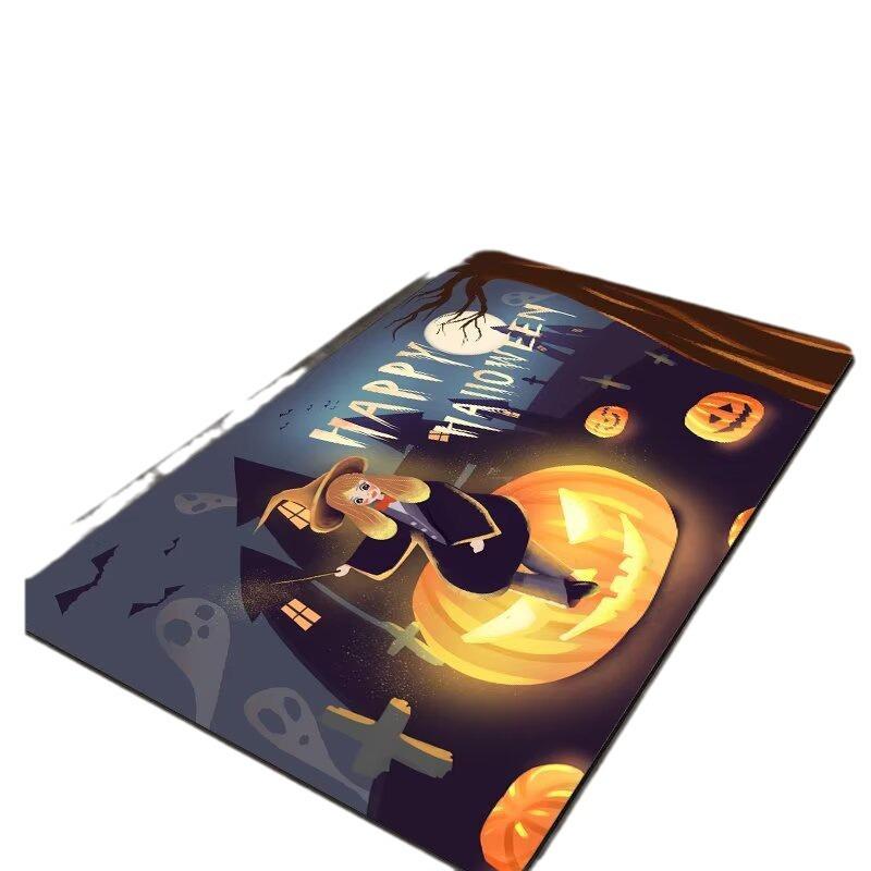 Нескользящий коврик для Хэллоуина: Грязеотталкивающий, впитывающий воду кристальный бархат для ванной комнаты или прихожей