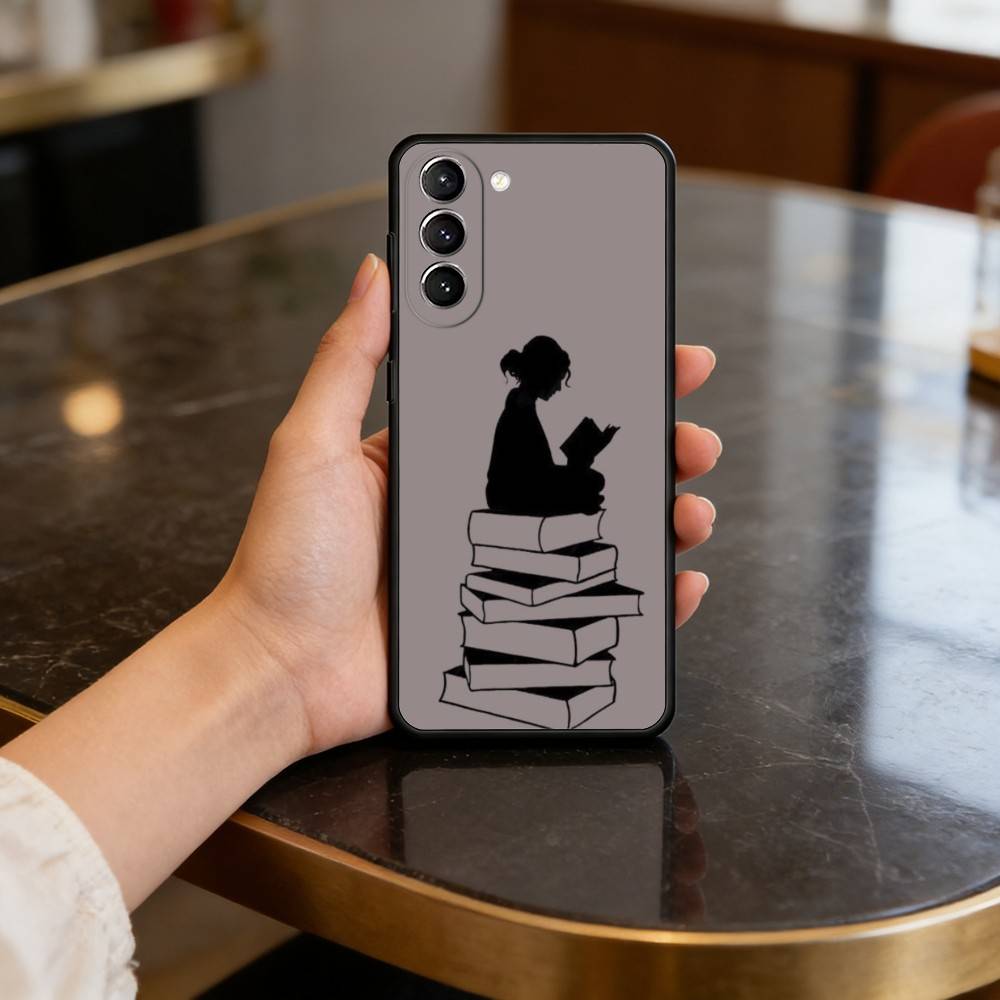 R-Reading B-Books G-Girl Phone Case For Samsung S25,24,23,22,30,21,10,9,Ultra,Plus,Lite,FE,4,5 G Soft Black Case