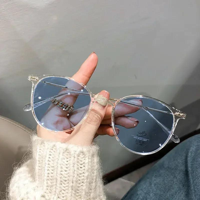 Women Luxury Brand Photochromic Myopia Glasses Vintage Anti Blue Light Near Sight Eyeglasses Fashion Round Frame Eyewear Diopter