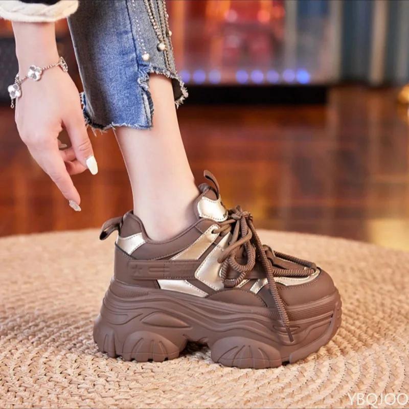 Новые туфли для папы с увеличением высоты на 9 см, женские весенние повседневные кроссовки на толстой подошве, женская обувь, модная удобная обувь