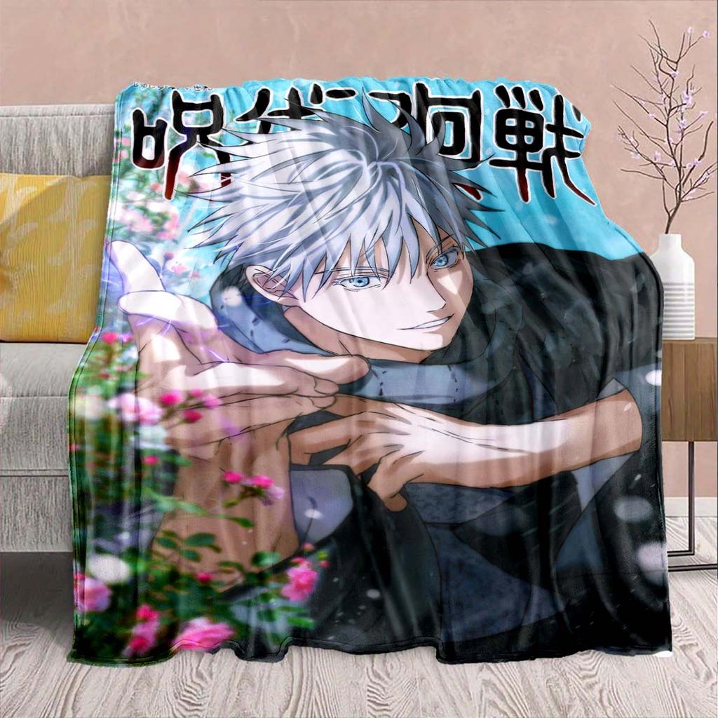 Jujutsu Kaisen Flannel Pattern Blanket Warm Soft Throw Lightweight Plush Sofa Bed Home Decor -QJY