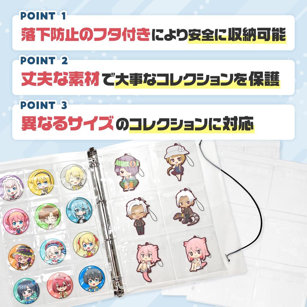 Can Badge Cover Can Badge Storage Keychain File Case File 3 Small Pockets Sheets 3 Large Pocket Sheets Acrylic Stand Acstar Fall Prevention Lid