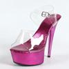 Модные фиолетовые супер высокие каблуки женские 2025 лето сексуальные тонкие высокие каблуки 15 см сандалии прозрачный ПВХ дизайн платформы банкет туфли для танца на пилоне