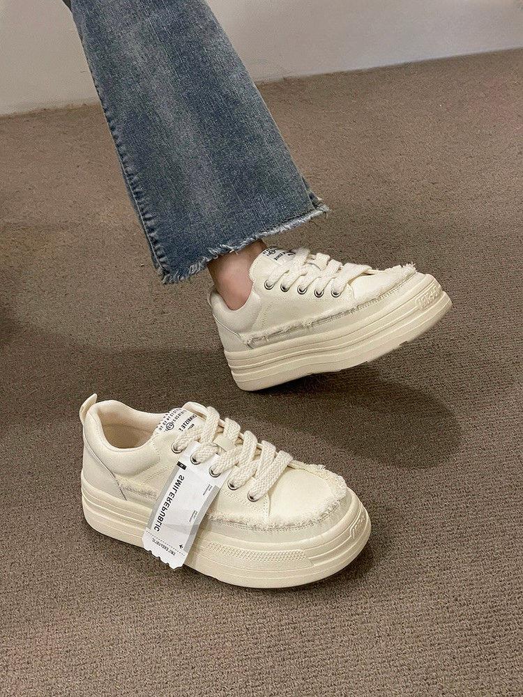 Белая парусиновая обувь на низкой высокой платформе, черная женская обувь, женская обувь на шнуровке, вулканизированная, дешевая, хлопковая, для ходьбы, распродажа, дизайнерская обувь