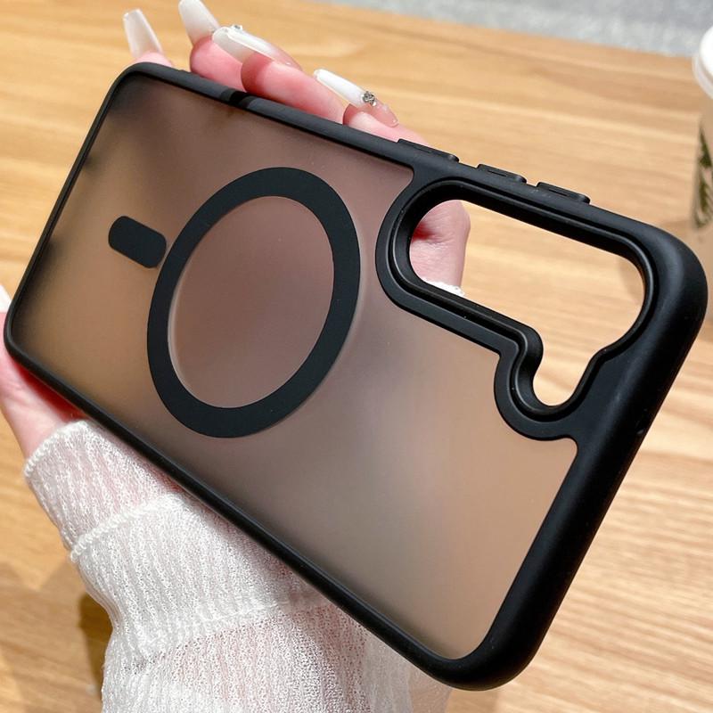 Магнитный матовый чехол для Samsung S23+, S24, S24Pro, S24Ultra и S22 — полупрозрачный, высококачественный дизайн