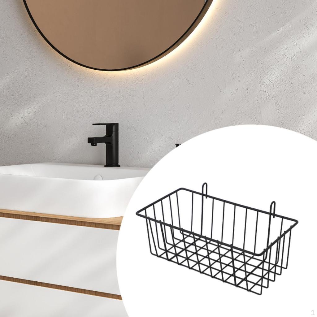 Metal Hanging Wire Basket Grid with Hooks Home Decor Supplies Wall for Office