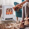 Freestanding electric fireplace 1000/2000 W, decorative fake fireplace with LED flame effect, white