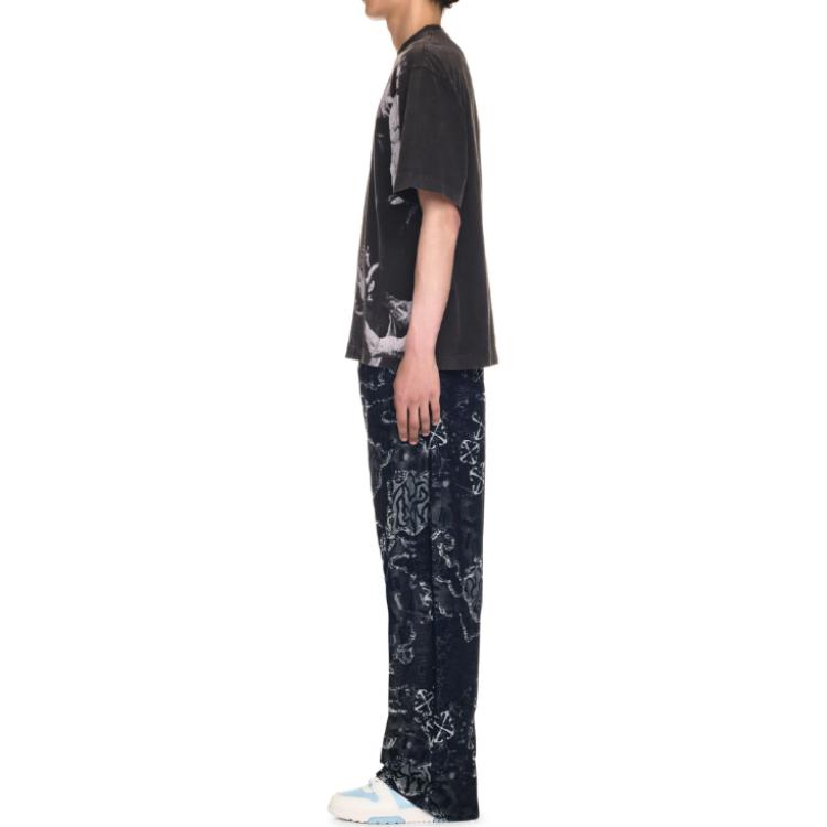 Off-White Размытая Мэри Футболка с коротким рукавом для скейтбординга OMAA120F24JER0091001
