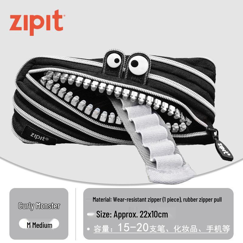 ZIPIT Средний милый пенал-монстр для детей - Большая прозрачная сумка для канцелярских принадлежностей