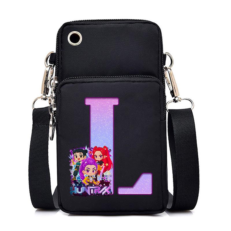 Anime Cartoon Peripheral 26 Letters Mobile Phone Bag Multi-Function Vertical Square Black Messenger Bag