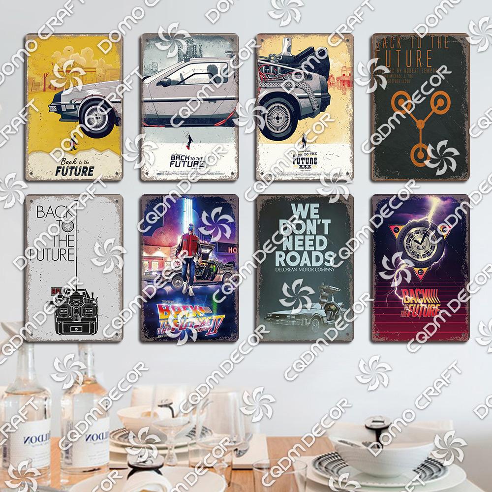 Classic Science Fiction Film Metal Tin Sign, Back To the Future Movie Poster Metal Plates, Cinema Club Cafe Bar Home Wall Decor