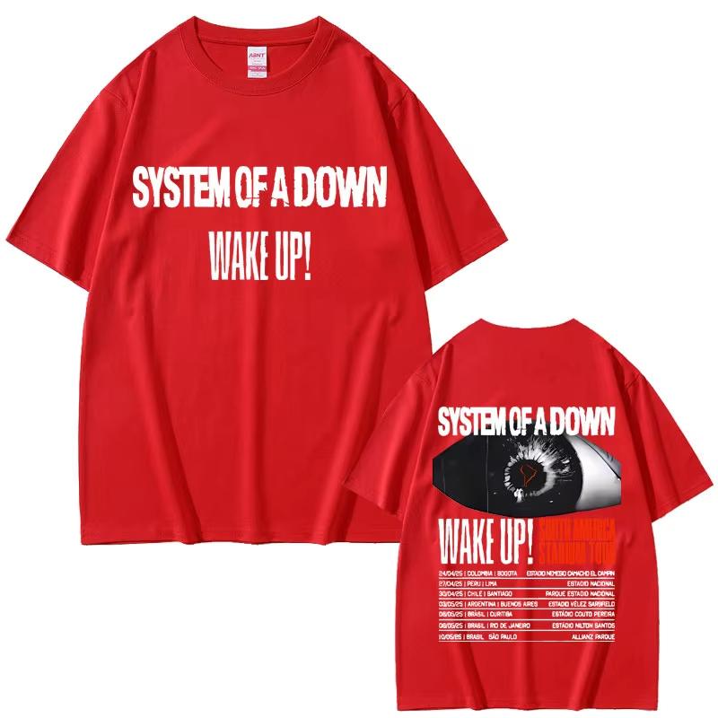 Футболка Rock Band System of A Down Wake Up South America Stadium Tour Альтернативный Метал Мерч Футболка Мужская Оверсайз Футболки
