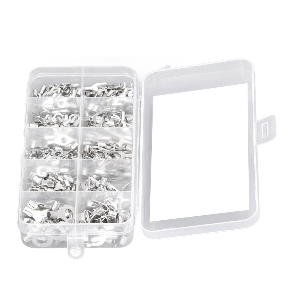 320Pcs Ring Terminal Fork Connector Kit Non Insulated Wire Lugs Battery Cable Terminals Electric Copper Crimp Fork Round